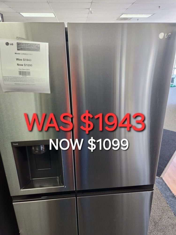 27 Cu. Ft. Side By Side Refrigerator W/ Door Cooling And ICE And Water Dispenser 