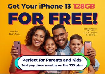 iPhone 13 128 renewed FREE. W/3x50 on