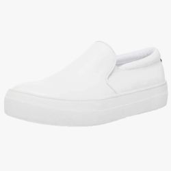 Steve Madden Gills White Leather Platform Slip On Shoes Laceless Shoes