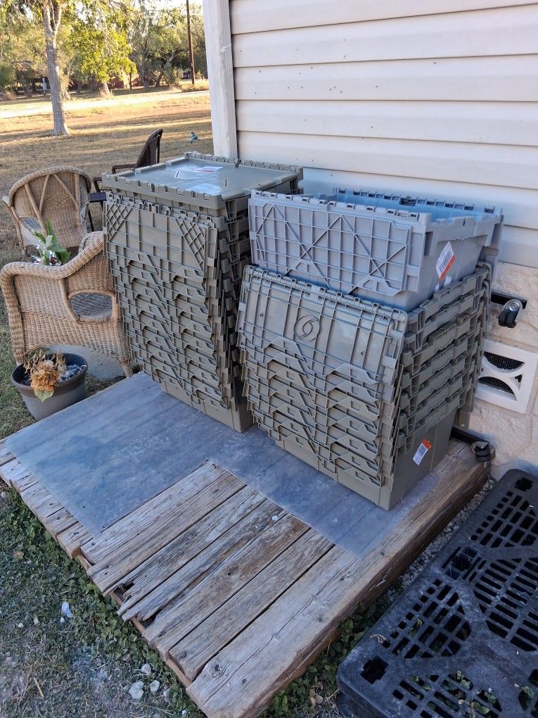 I HAVE 18 STORAGE CONTAINERS WITH FOLDING LIDS AVAILABLE