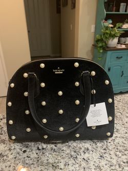 Laurel Way Velvet Reiley Wkru5625 Black/Pearls Leather Satchel