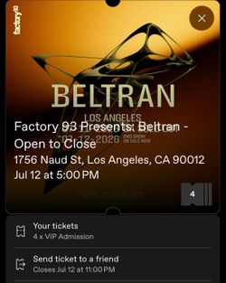 Selling 3 Sunday VIP tix to Beltran