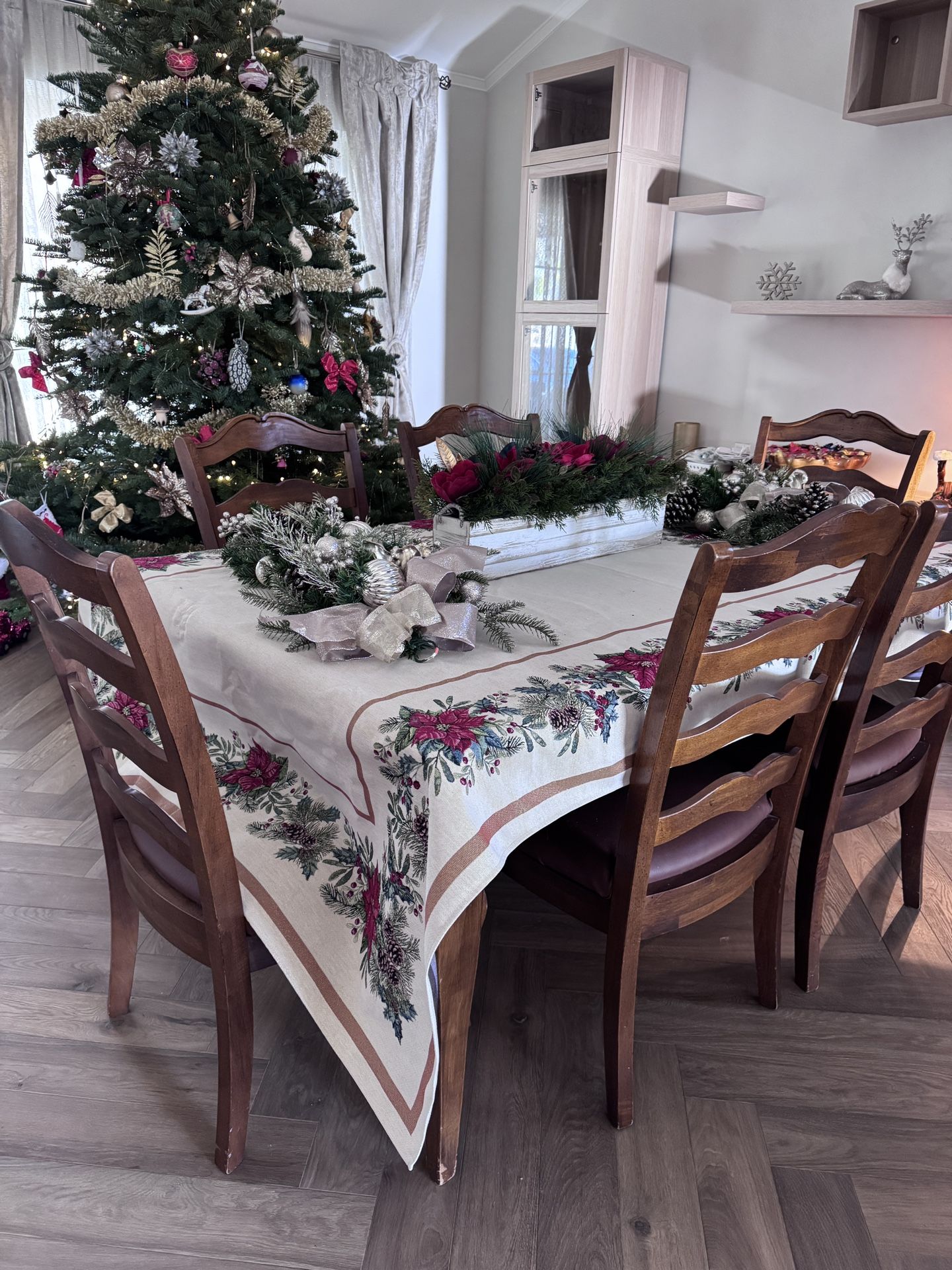 Extendable Solid Wood Dining Table + 6 Chairs — Seats Up to 10