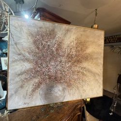 Mid Century, Beautiful Large Oil On Canvas Signed 