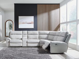 Social Pointe Pearl/Ash 6-Piece Reclining Sectional with Storage Console (Online Special Price)