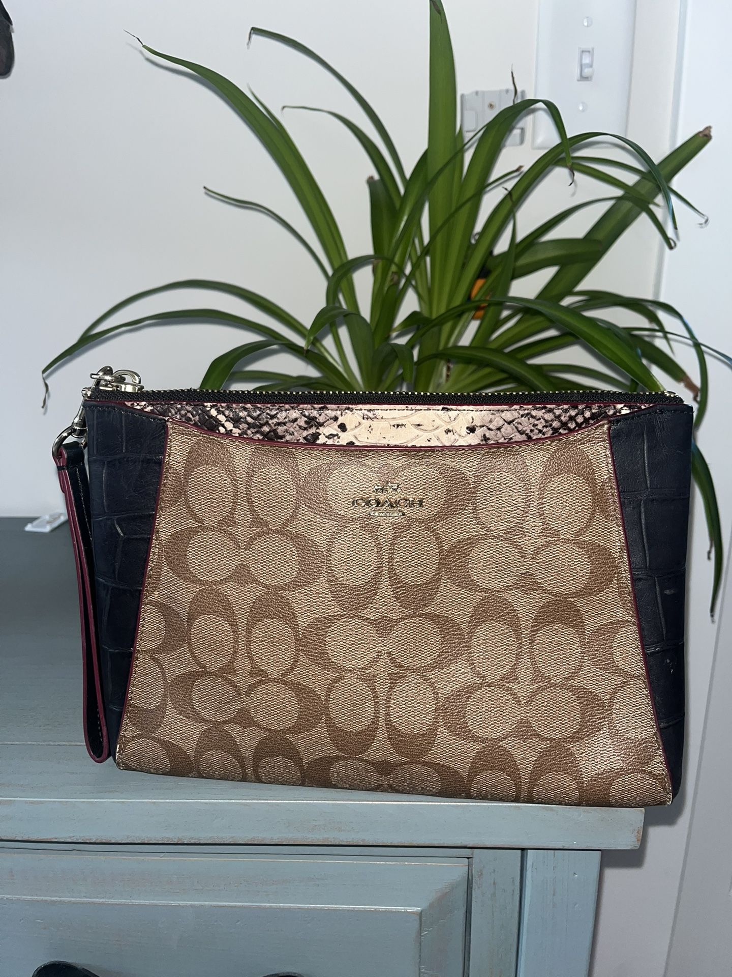 Coach MORGAN CLUTCH 24 IN SIGNATURE WITH EXOTIC MIX TRIM