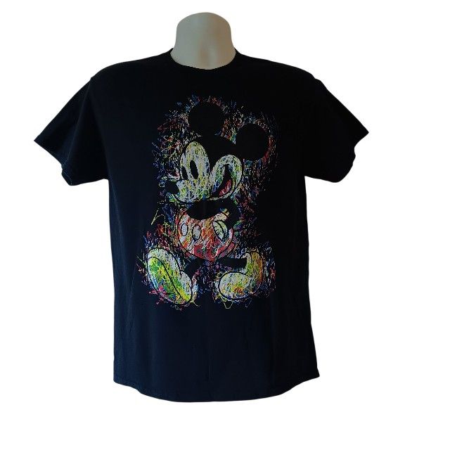 Mickey Mouse scribble art men's black short-sleeve graphic t-shirt size M 