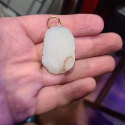 Gold Leafed White Concave Drusy Focal Pendant 1 piece

