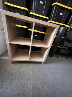 IKEA 4-Cube KALLAX Style Shelf Unit with Legs - Light Oak