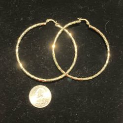 18 K gold filled diamond cut hoop earrings 70 MM