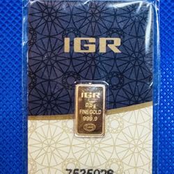 .5 Grams of .9999 Pure Gold Bar IGR Certified 