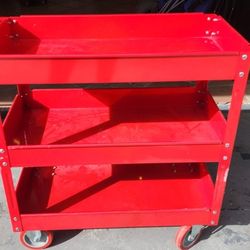 US GENERAL  30 IN. × 16 In , 3 Shelf Steel Service Cart, Red