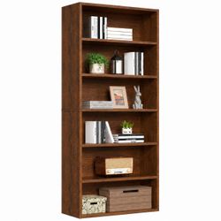 Brand New 6-Tier Black Bookcase – 63” Tall Storage Shelf