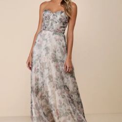 Lulus Most Beautiful Day Ivory Multi Floral Print Organza Maxi Dress