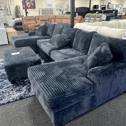 New 2 Chaise U Shape Navy Blue Sectional. Delivery & Set Up Available 