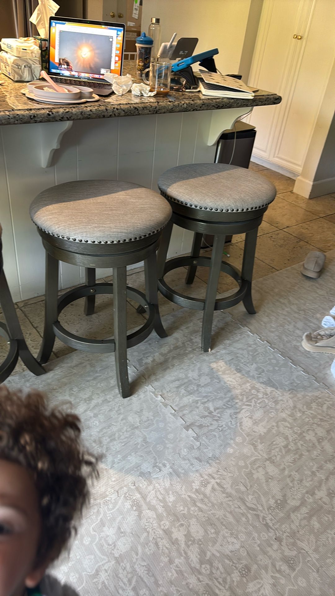 Grey Swivel Bar Stools 