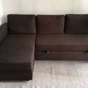 Dark brown friheten chaise sectional with pullout bed, storage chaise, HTF discontinued color, Modern Mcm 