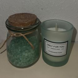 Mini Turquoise Bath Salt & Candle