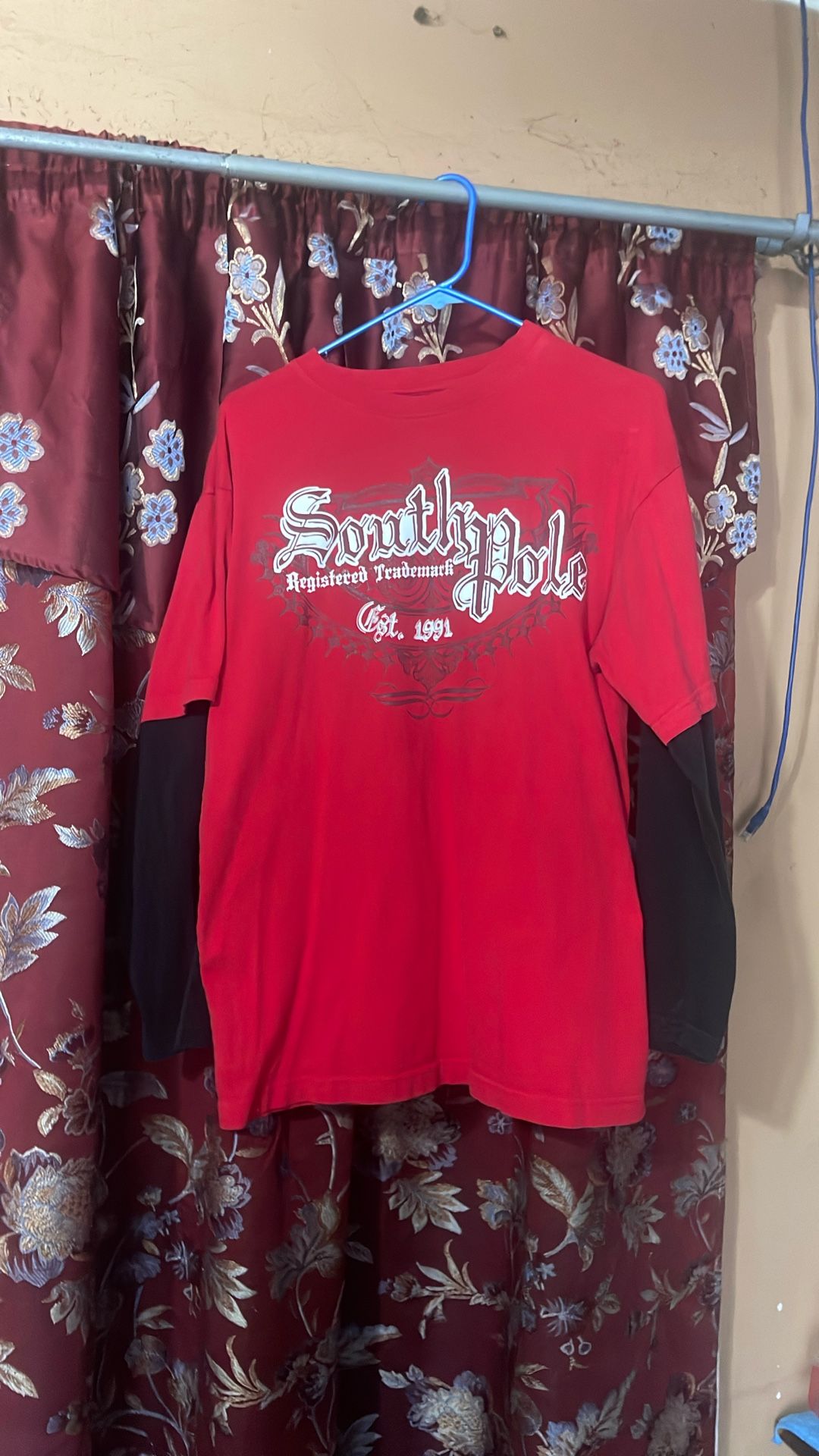 Red Southpole longsleeve with black arms