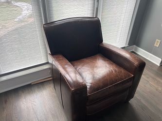 Mitchell Gold + Bob Williams Brown Leather Club Chair Recliner