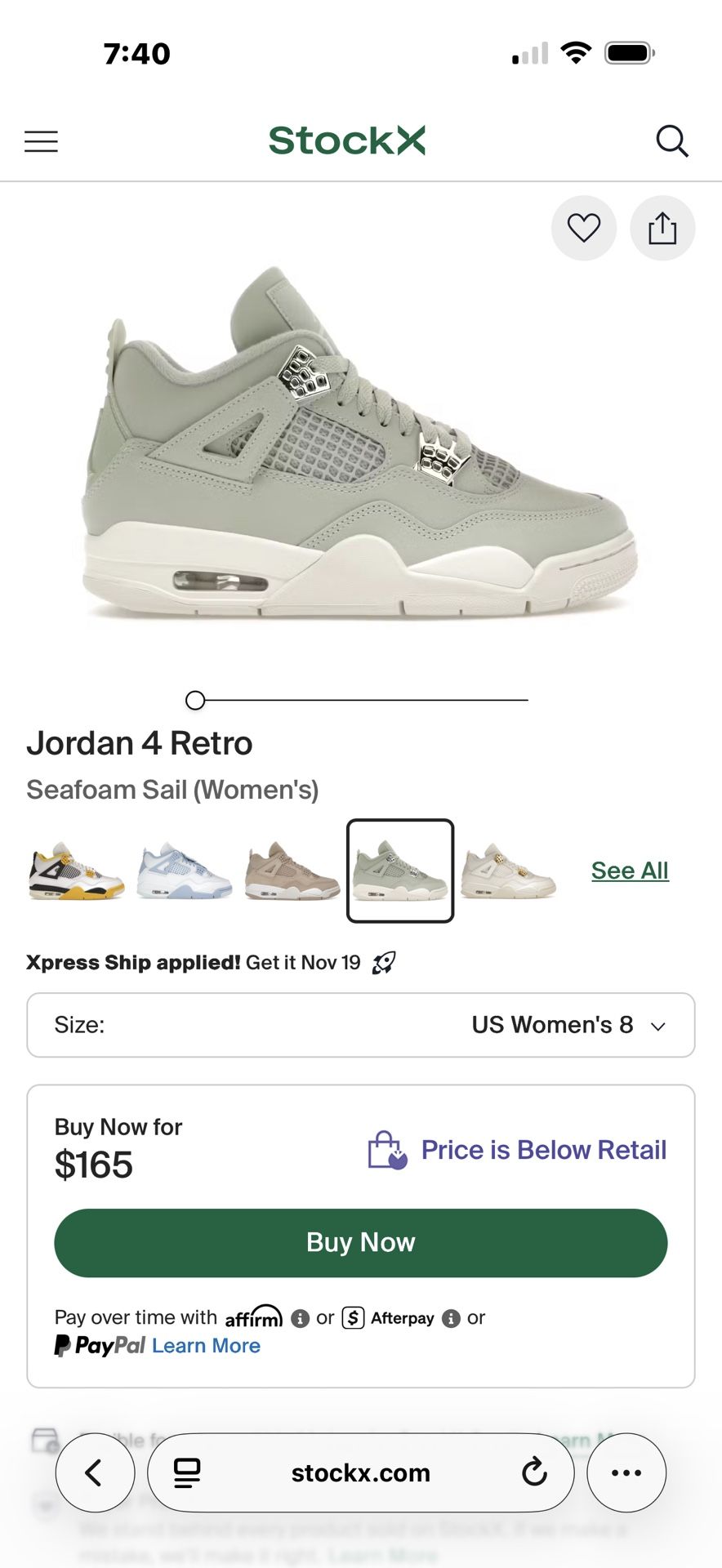 Women’s Jordan 4 Sea Foam
