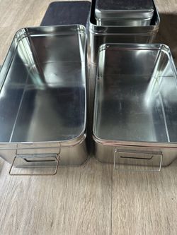 Metal organizer containers/bins with covers $4 each