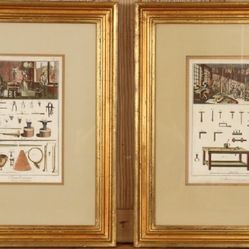 French Details A set of two eighteenth century colored engravings accompanied by certificates of authenticity. 