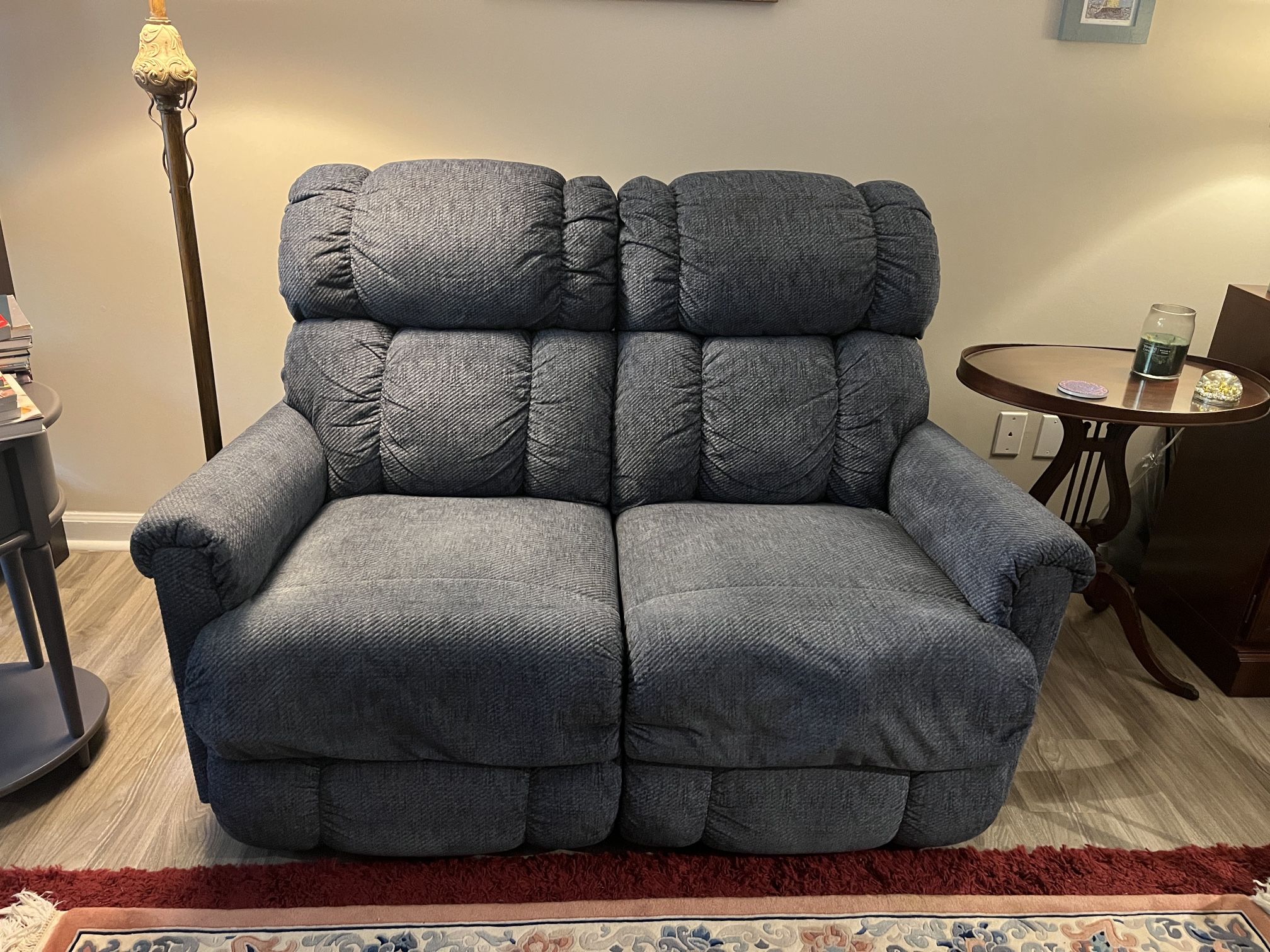 Small Blue-Grey Reclining Sofa