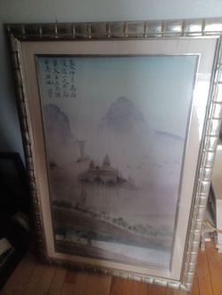 30 x 44 Chinese picture silver tone