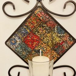 Glass And Metal Wall Sconces, 2ps