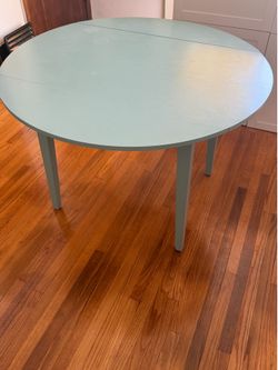 Blue circle drop leaf table