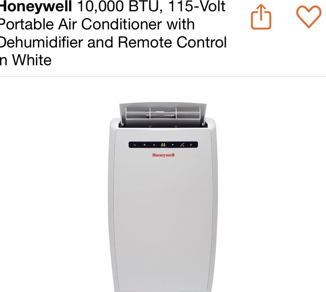 Honeywell 10,000 BTU, 115-Volt Portable Air Conditioner with Dehumidifier.