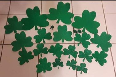 19 green glitter  shamrock cutouts for St Patrick's Day decor $3 FIRM for ALL!