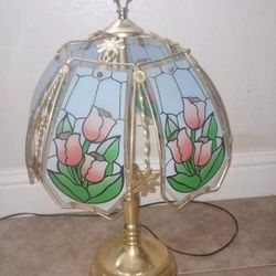 Vintage 1980s Memphis Era Modern Asian Flower Umbrella Touch Dimmer Lamp