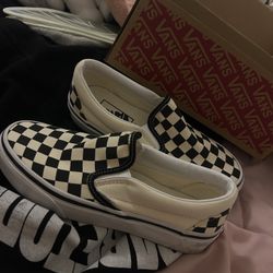 Checkered slip on Vans 