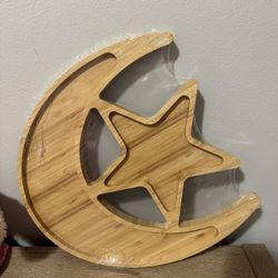 BRAND NEW WOODEN MOON AND STAR PLATTER 