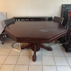 Dining Room Table/ Poker Table + Chairs