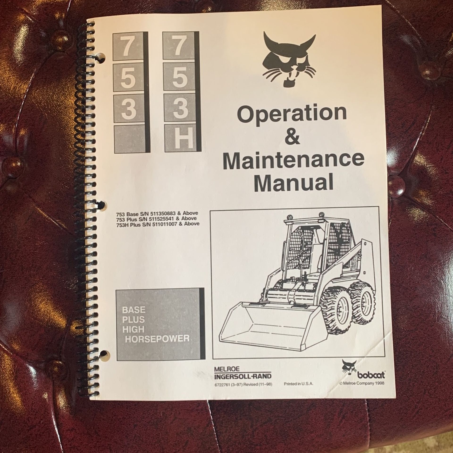 Bobcat 753 Operation And Maintenence Manual