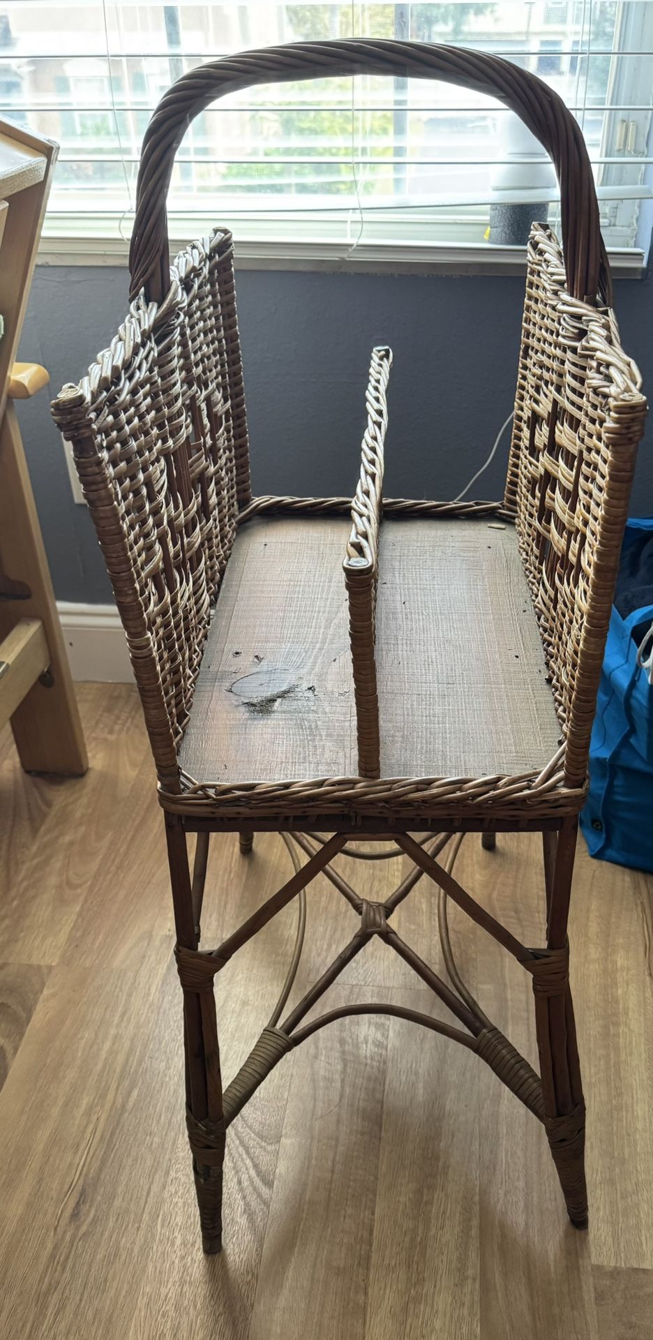 vintage or antique wicker sewing stand