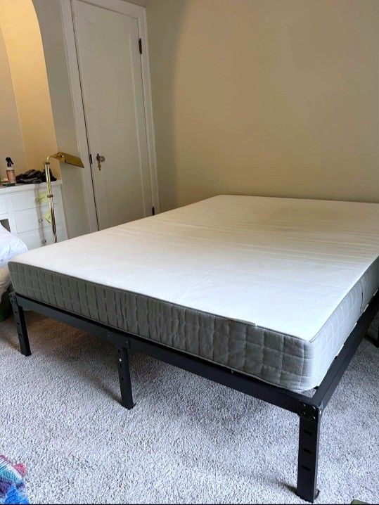 Queen Ikea Morgedal Mattress with Bed Frame Base