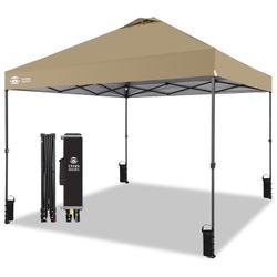 10x10 Pop Up Canopy Patented Center Lock One Push Instant Outdoor Canopy Tent Beige