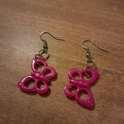 Dark pink butterfly earrings handmade