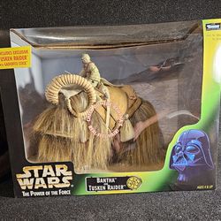 Vintage 1998 Star Wars Power Of The Force  Bantha And Tusken Raider Figures