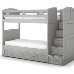 Rooms To Go Twin Over Twin Bunkbed W/Trundle Bed