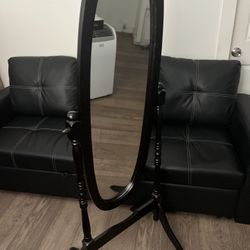 NEW Mirror-Full length Oval Mirror Black 