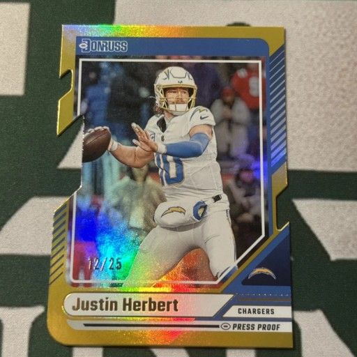 2024 Justin Herbert Donruss Optic Football Gold Die Cut 12/25