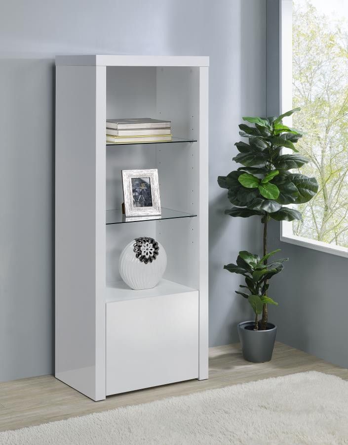 3-shelf Engineered Wood Media Tower High Gloss White