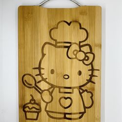 HelloKitty bake laser engraved bamboo high quality cuttingboard