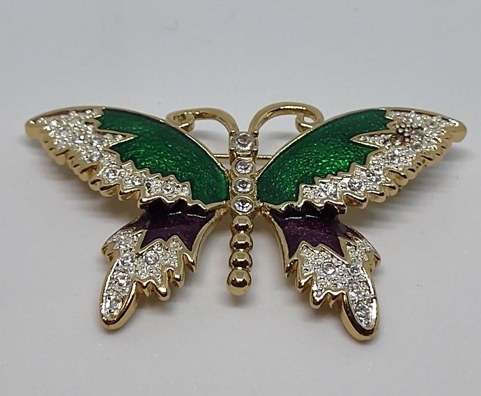 Vintage Enamel and Rhinestone Butterfly brooch