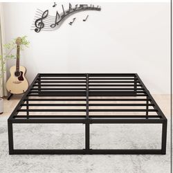 14 Inch Full Size Bed Frame No Box Spring Needed, Heavy Duty Metal Platform Beds with Sturdy Steal Slats for Mattress Foundation, Easy Assembly, Noise